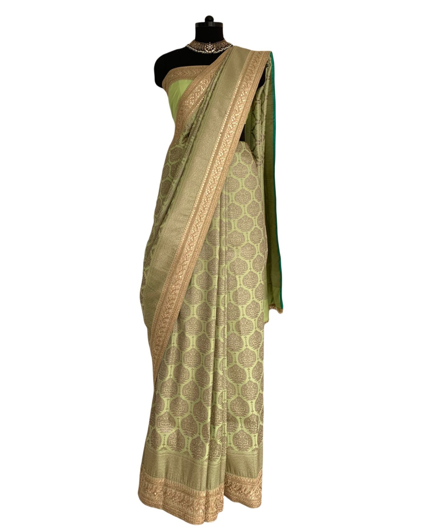 Saree Banarasi - Mint Green / Gold