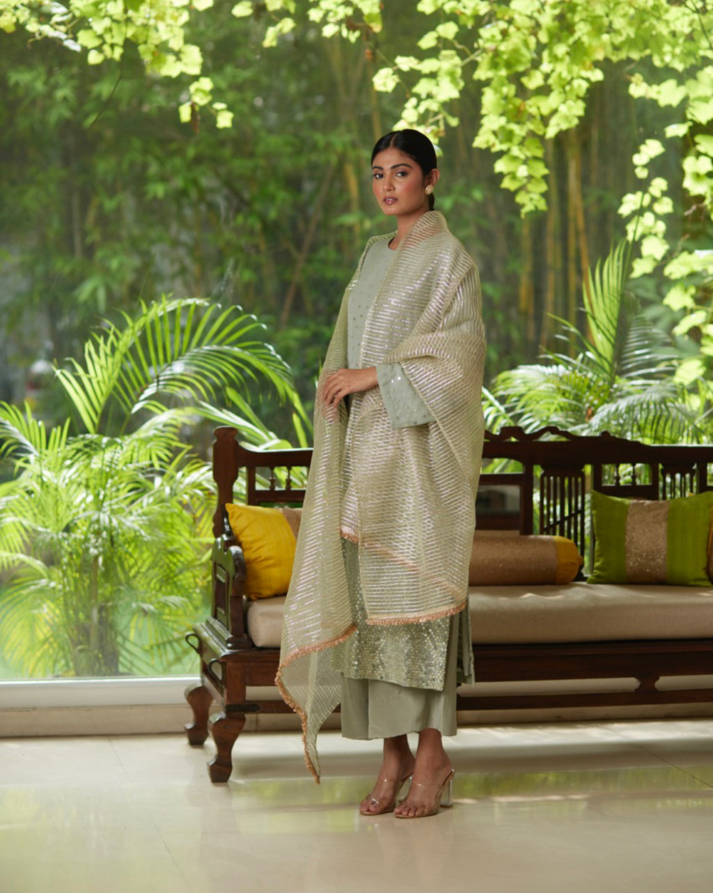 Kurta Set - Mint / Gold / Silver
