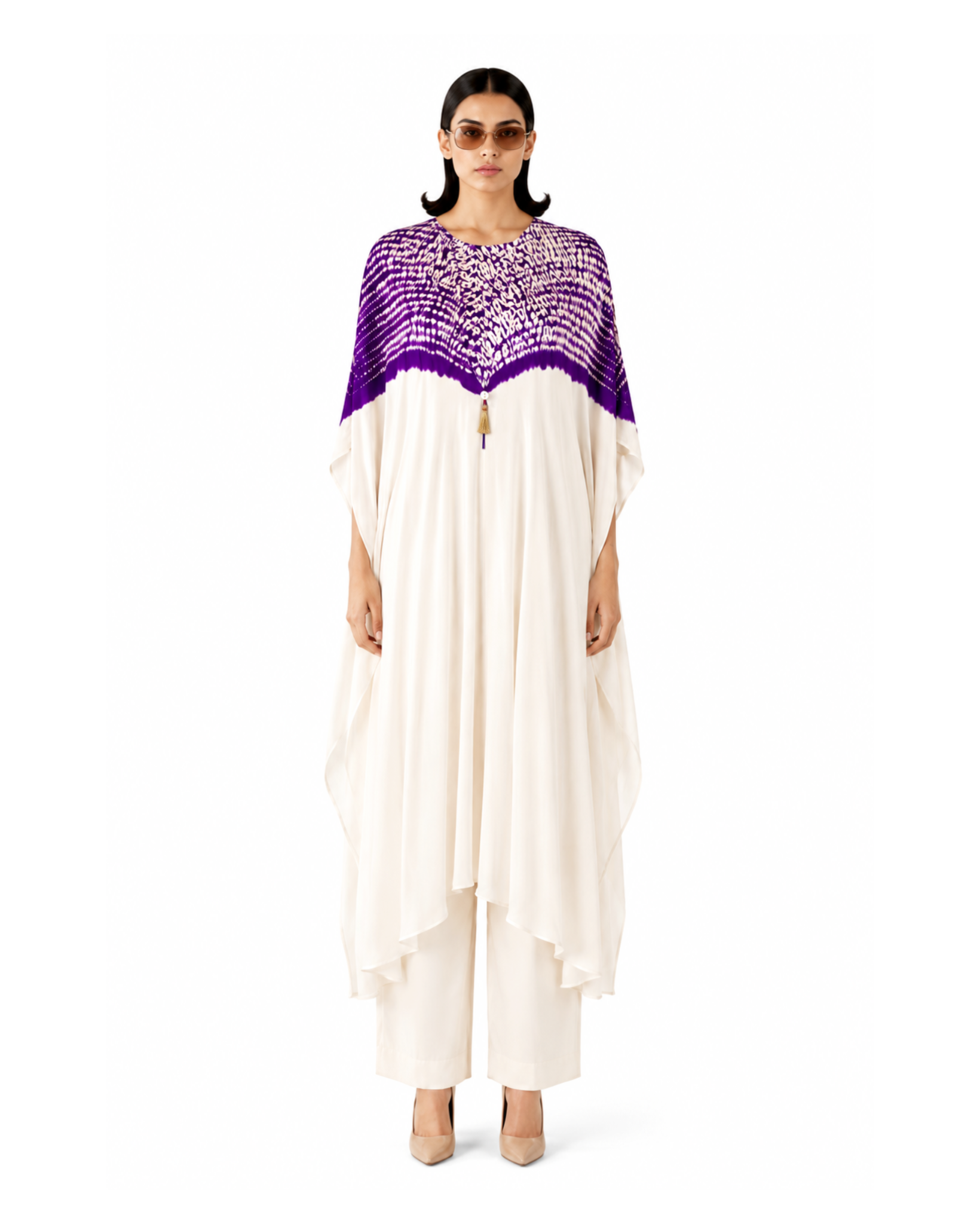 Kurta Set Shibori - Ivory/Purple
