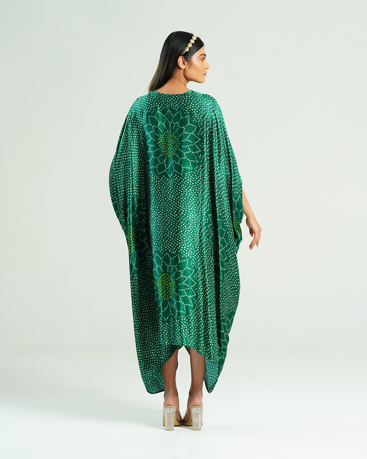 Kaftan Bandhej - Emerald Green / Gold