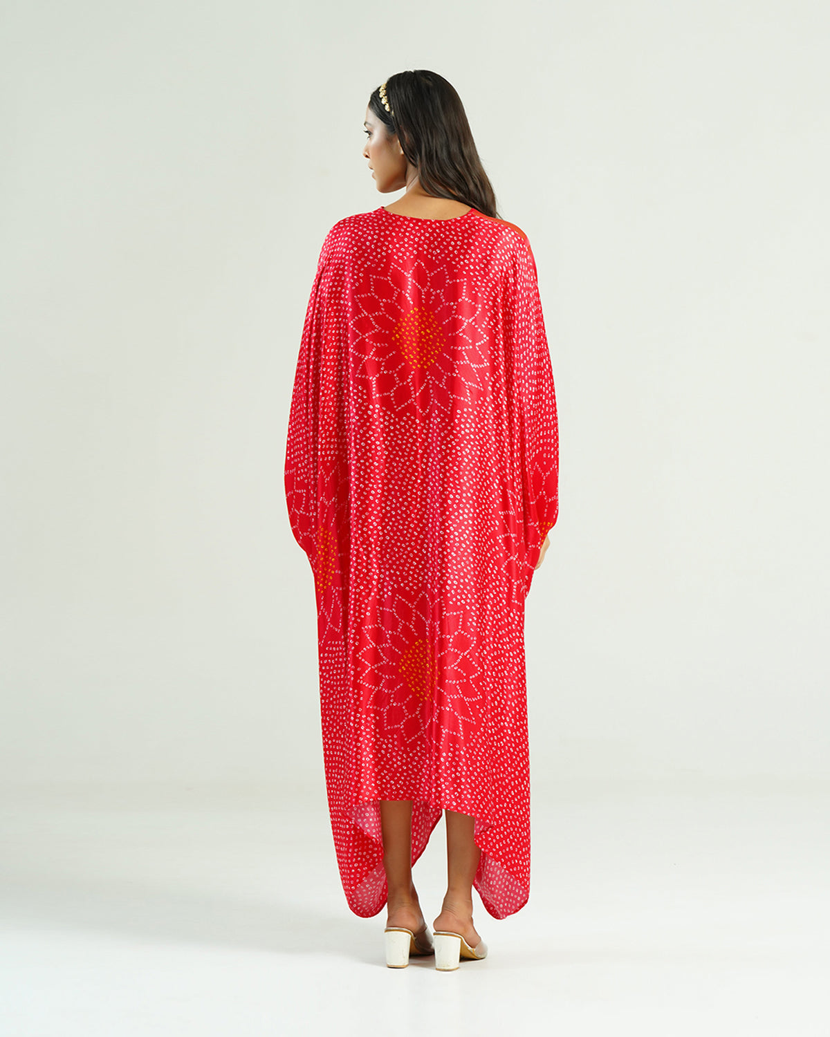 Kaftan Bandhej - Red / Gold
