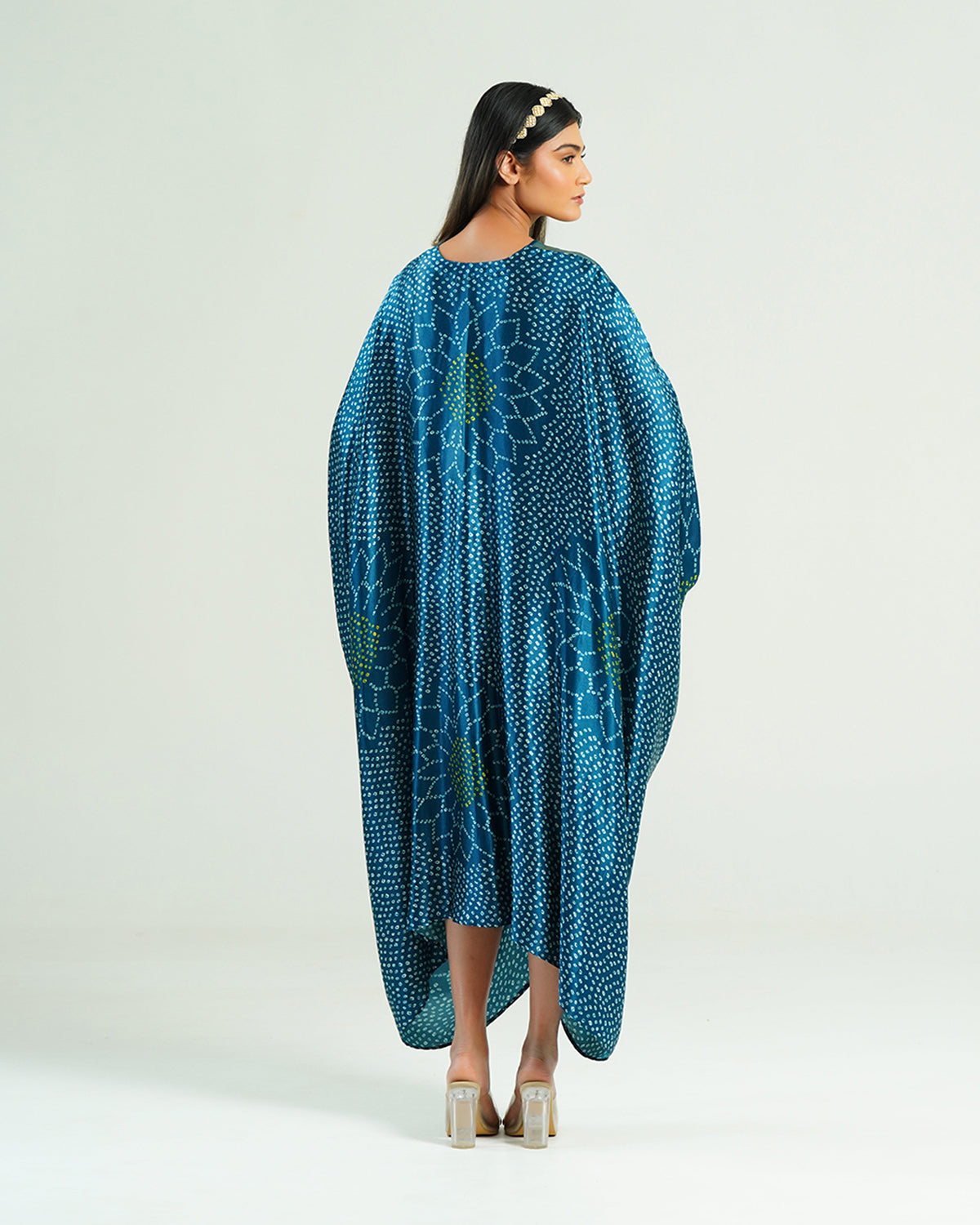 Kaftan Bandhej - Teal Blue / Gold