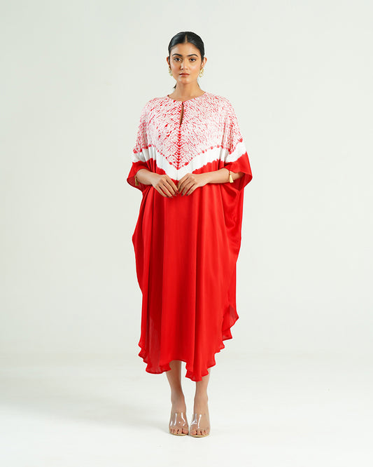 Kaftan Shibori - Scarlet Red / Ivory