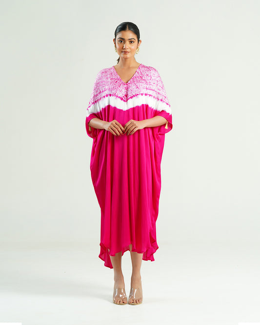 Kaftan Shibori - Wild Fuchsia  /Ivory