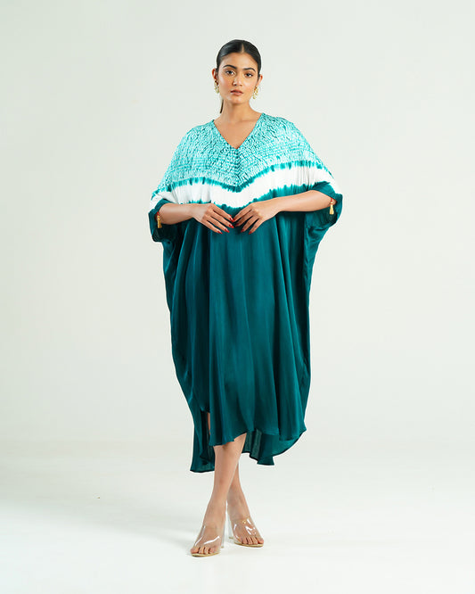 Kaftan Shibori - Ocean Aquamarine /Ivory