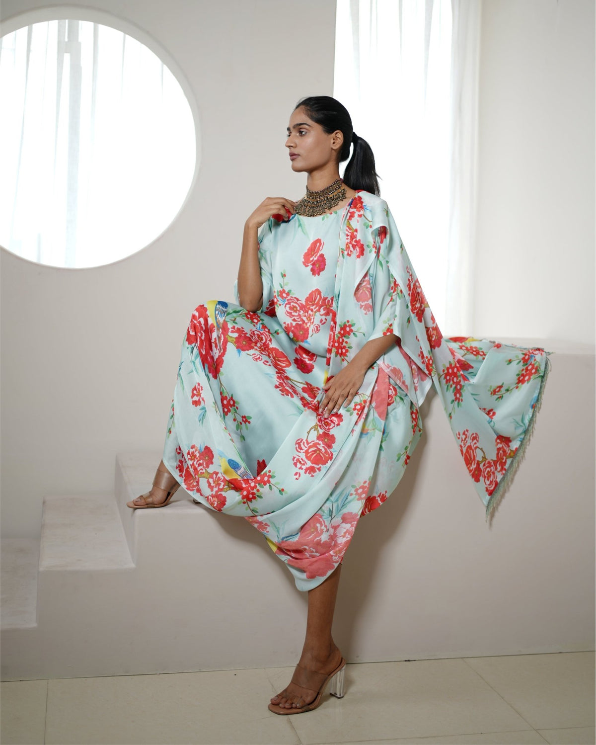 Dress Floral - Powder Blue / Multicolours - Mayura Kumar