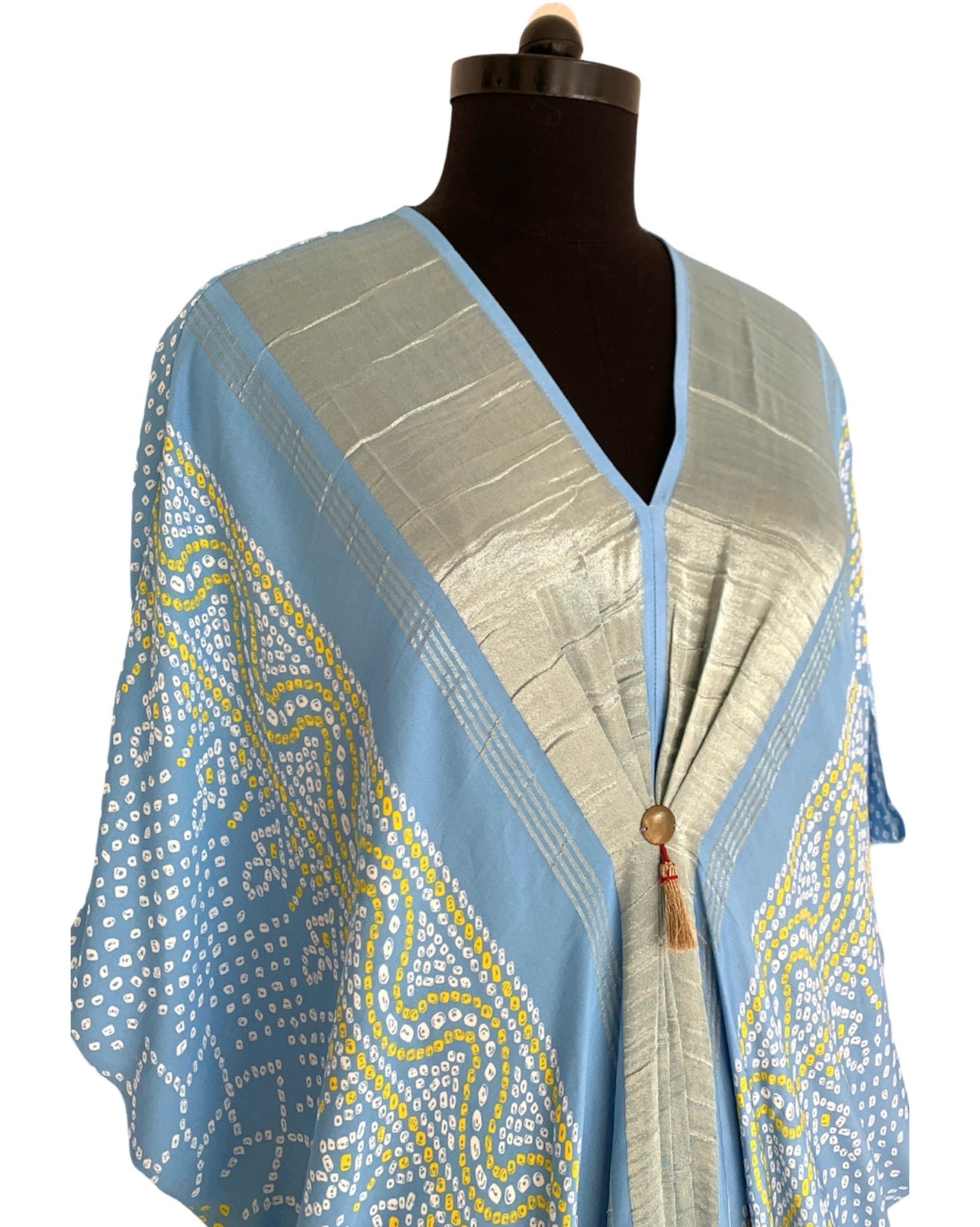 Kaftan Bandhej - Blue / Gold