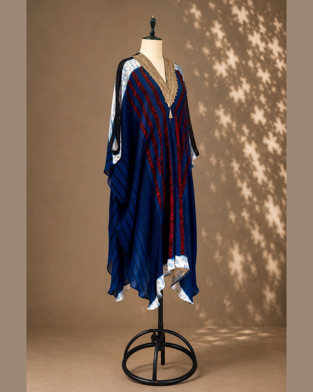 Kaftan Ajrakh - Indigo / Red/Black/White
