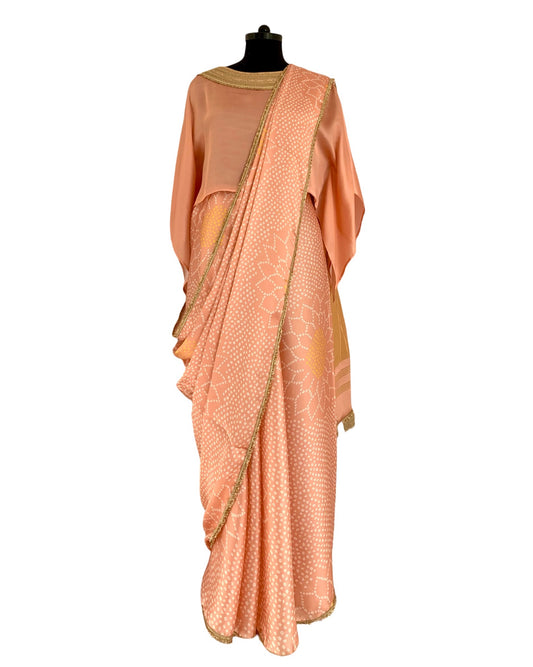 Saree Bandhej Mixology - Blush Pink / Gold