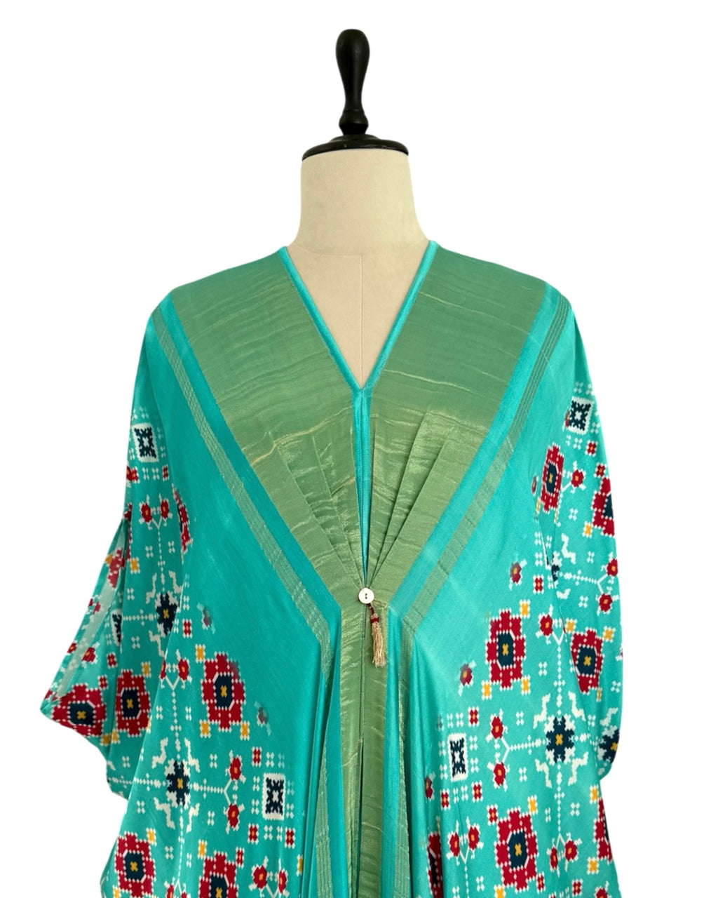 Kaftan Patola - Aquamarine/Gold