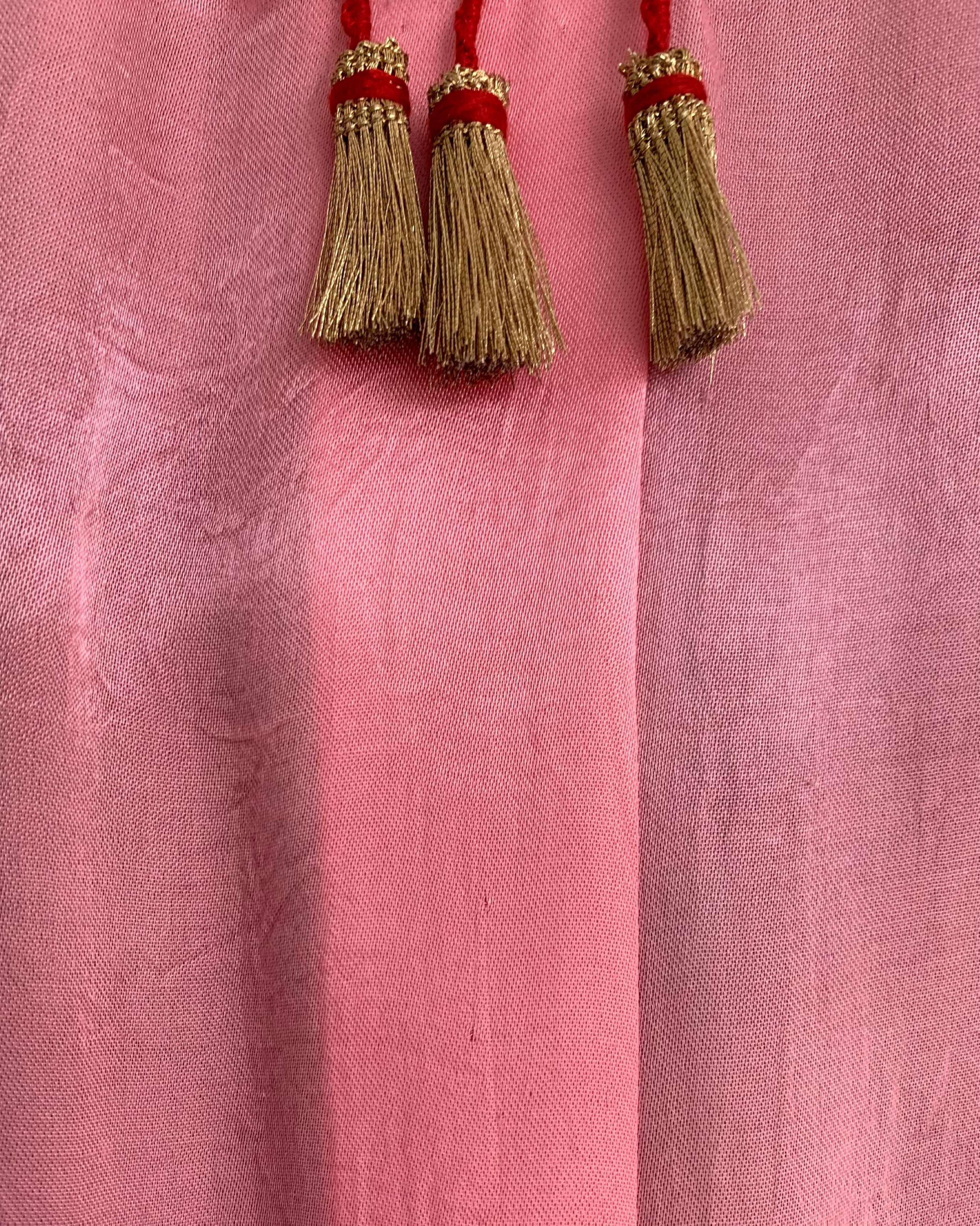 Mayura Kumar Kutch kaftan in bubblegum pink and gold, detail view
