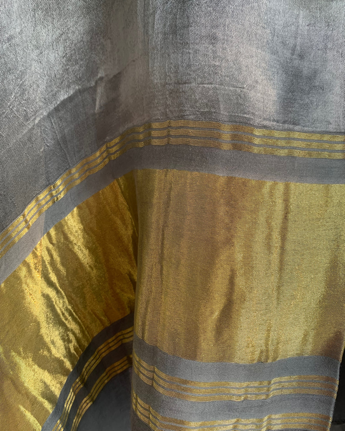 Mayura Kumar Kutch kaftan in steel grey and gold, detail view