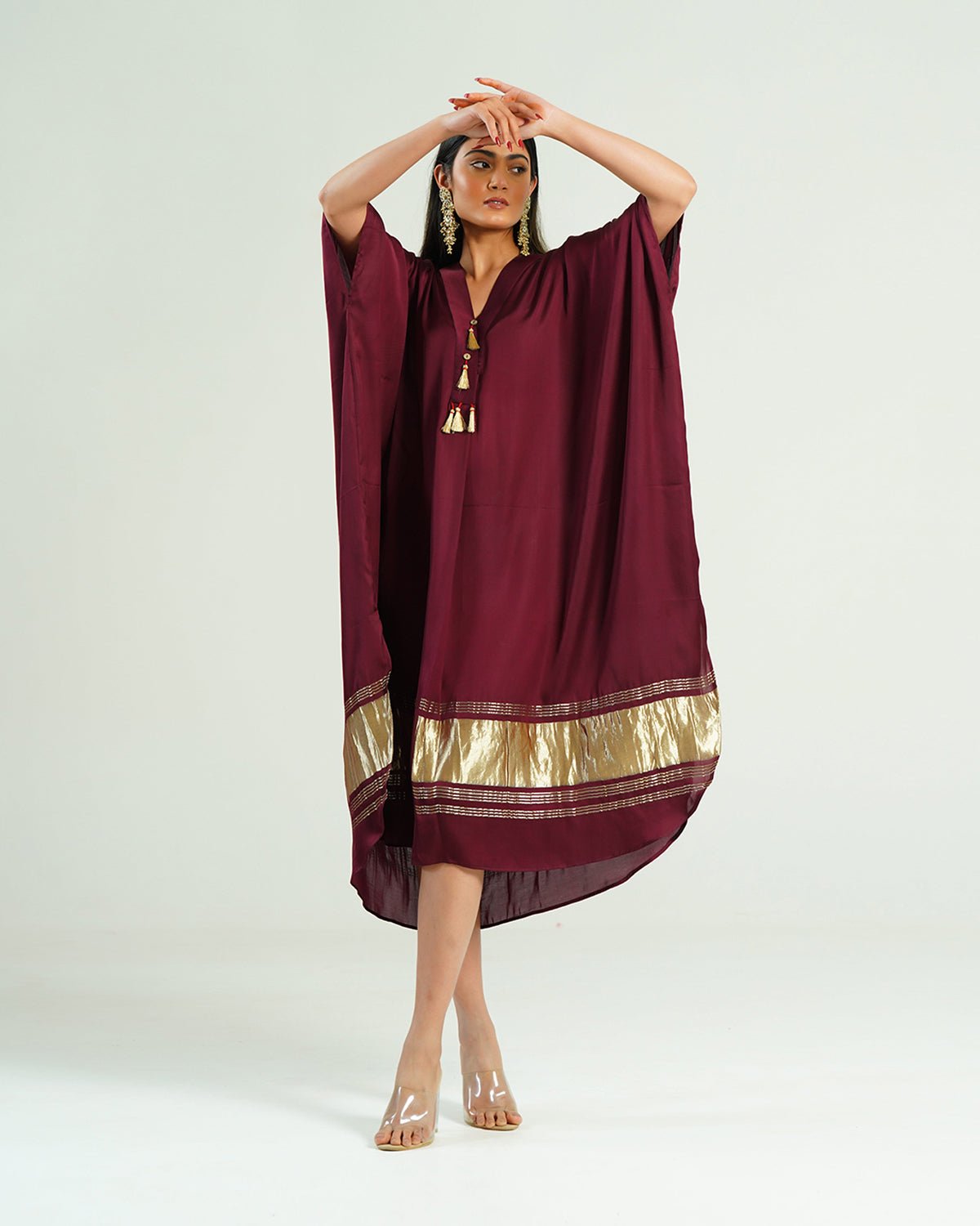Kaftan Kutch - Wine Red / Gold - Mayura Kumar
