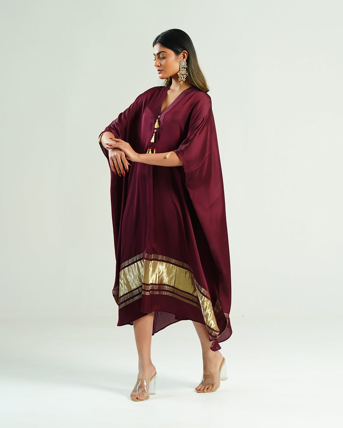 Kaftan Kutch - Wine Red / Gold - Mayura Kumar