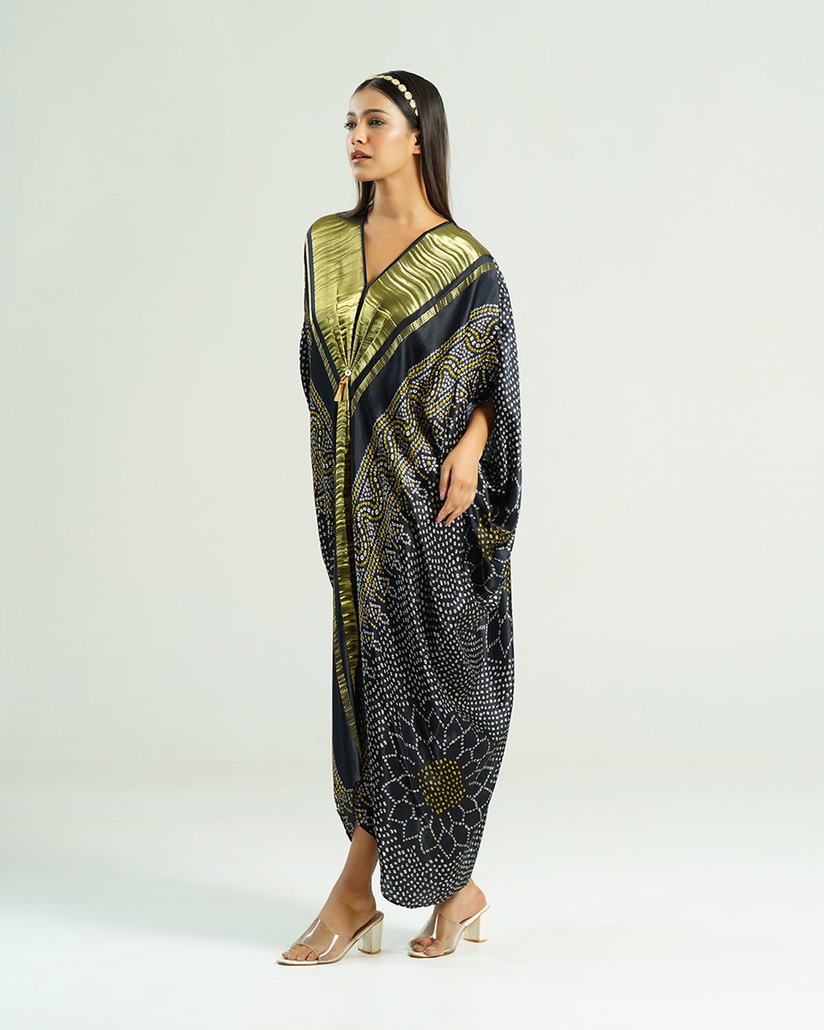 Kaftan Bandhej - Black / Gold - Mayura Kumar