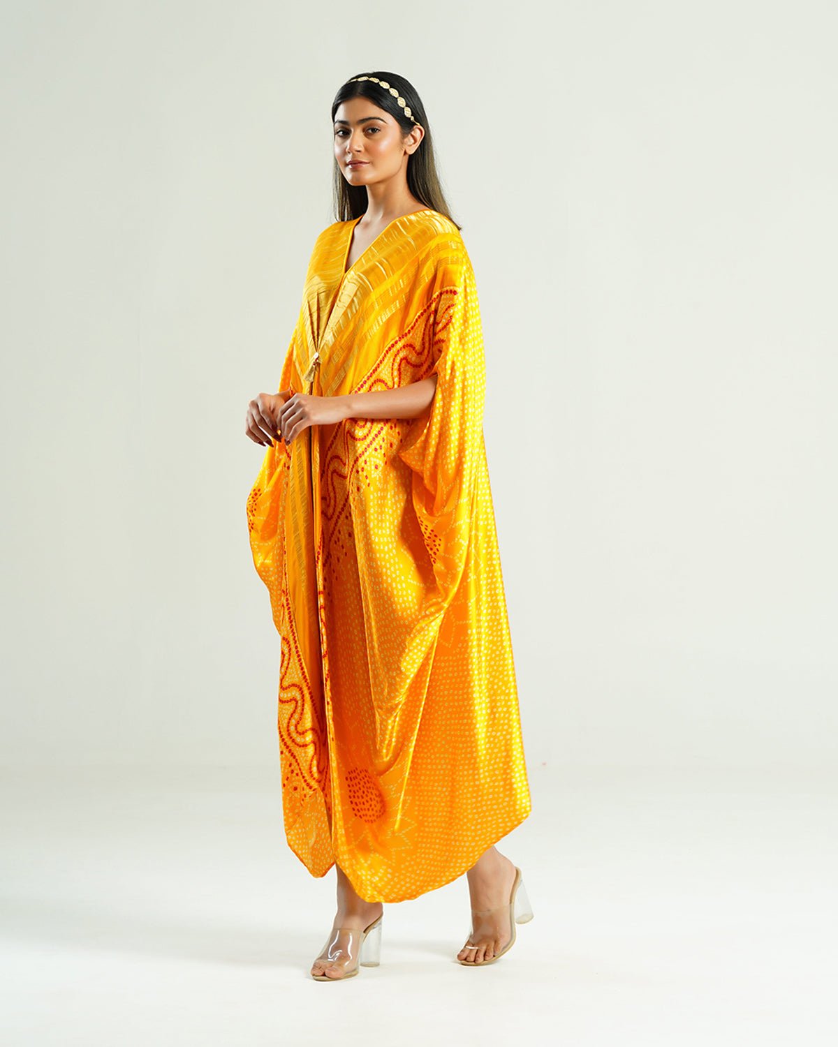 Kaftan Bandhej - Mustard / Gold - Mayura Kumar
