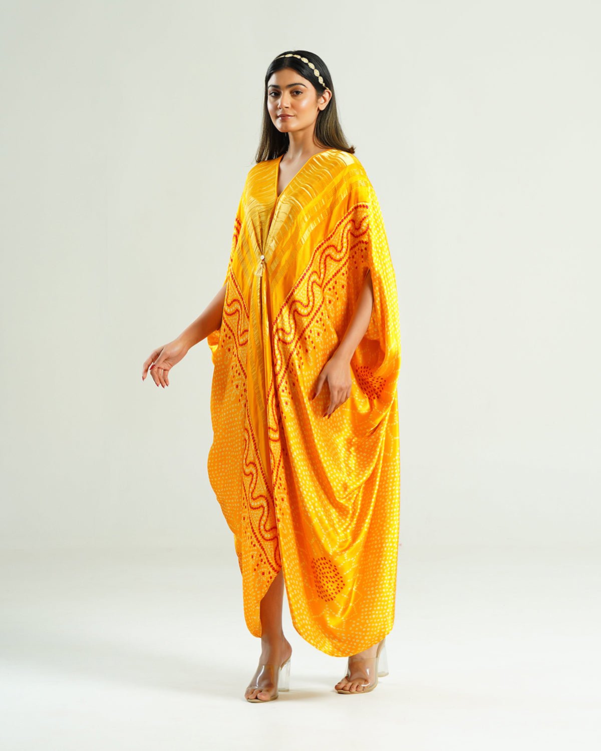 Kaftan Bandhej - Mustard / Gold - Mayura Kumar