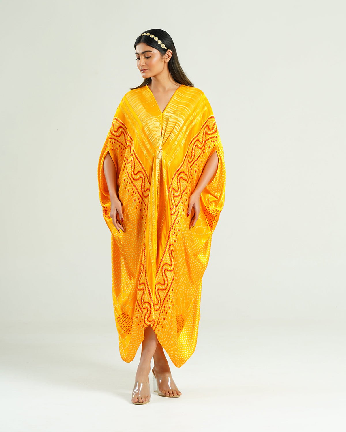 Kaftan Bandhej - Mustard / Gold - Mayura Kumar