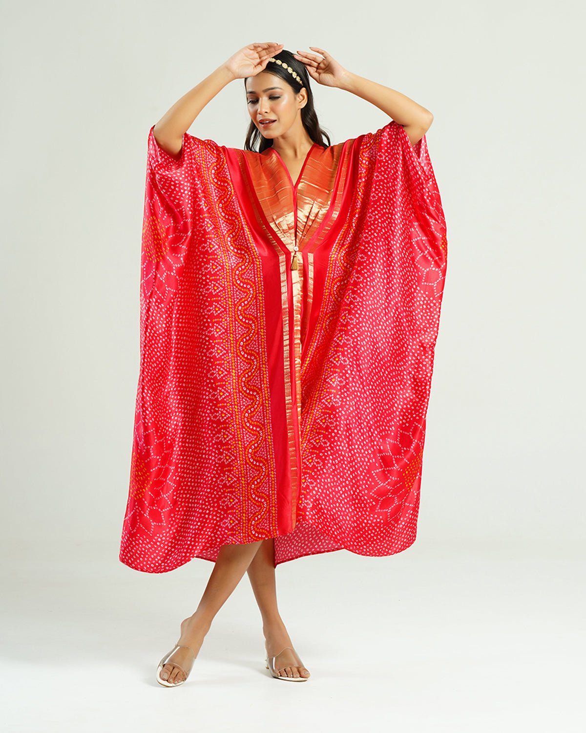 Kaftan Bandhej - Red / Gold - Mayura Kumar