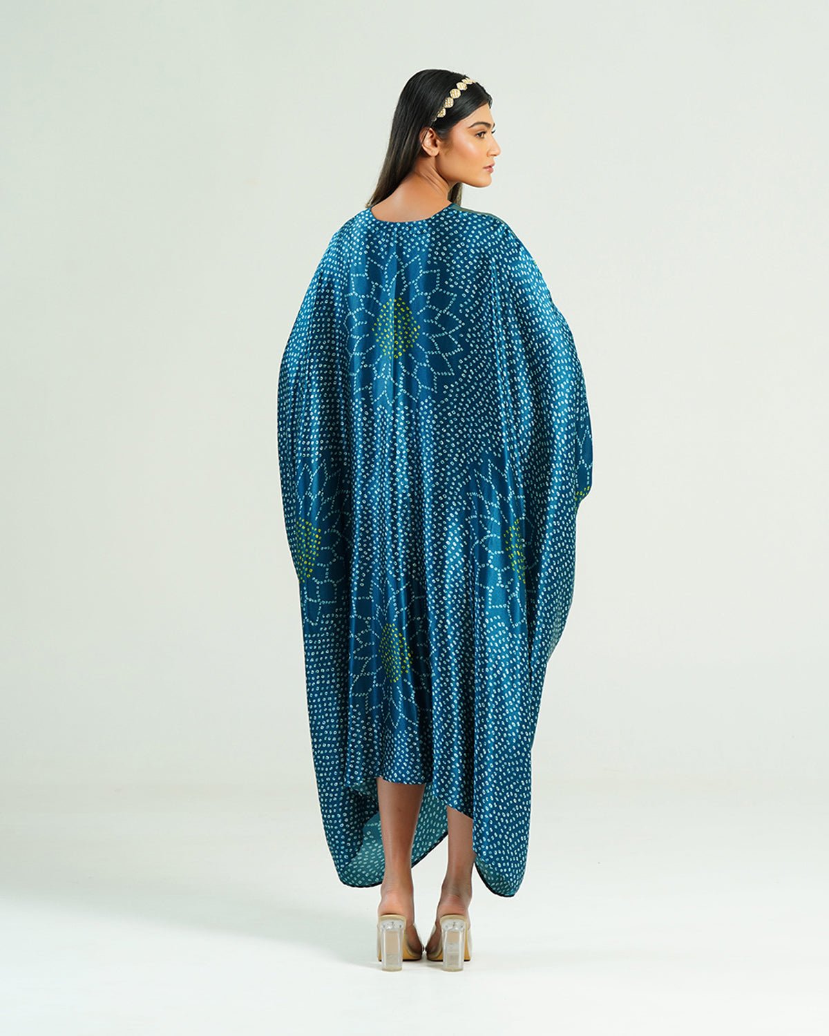 Kaftan Bandhej - Teal Blue / Gold - Mayura Kumar