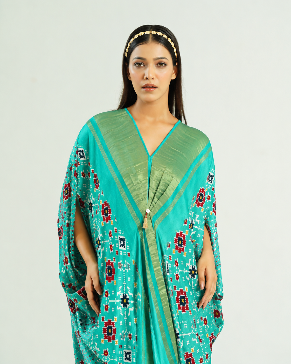 Kaftan Patola - Aquamarine / Gold