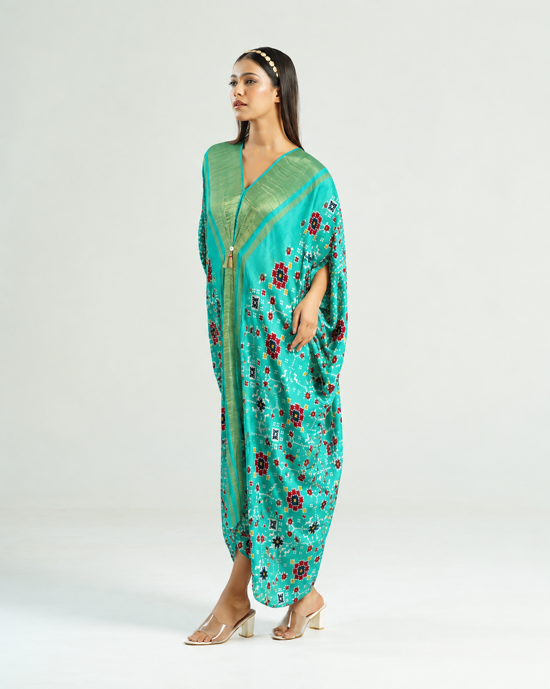 Kaftan Patola - Aquamarine / Gold