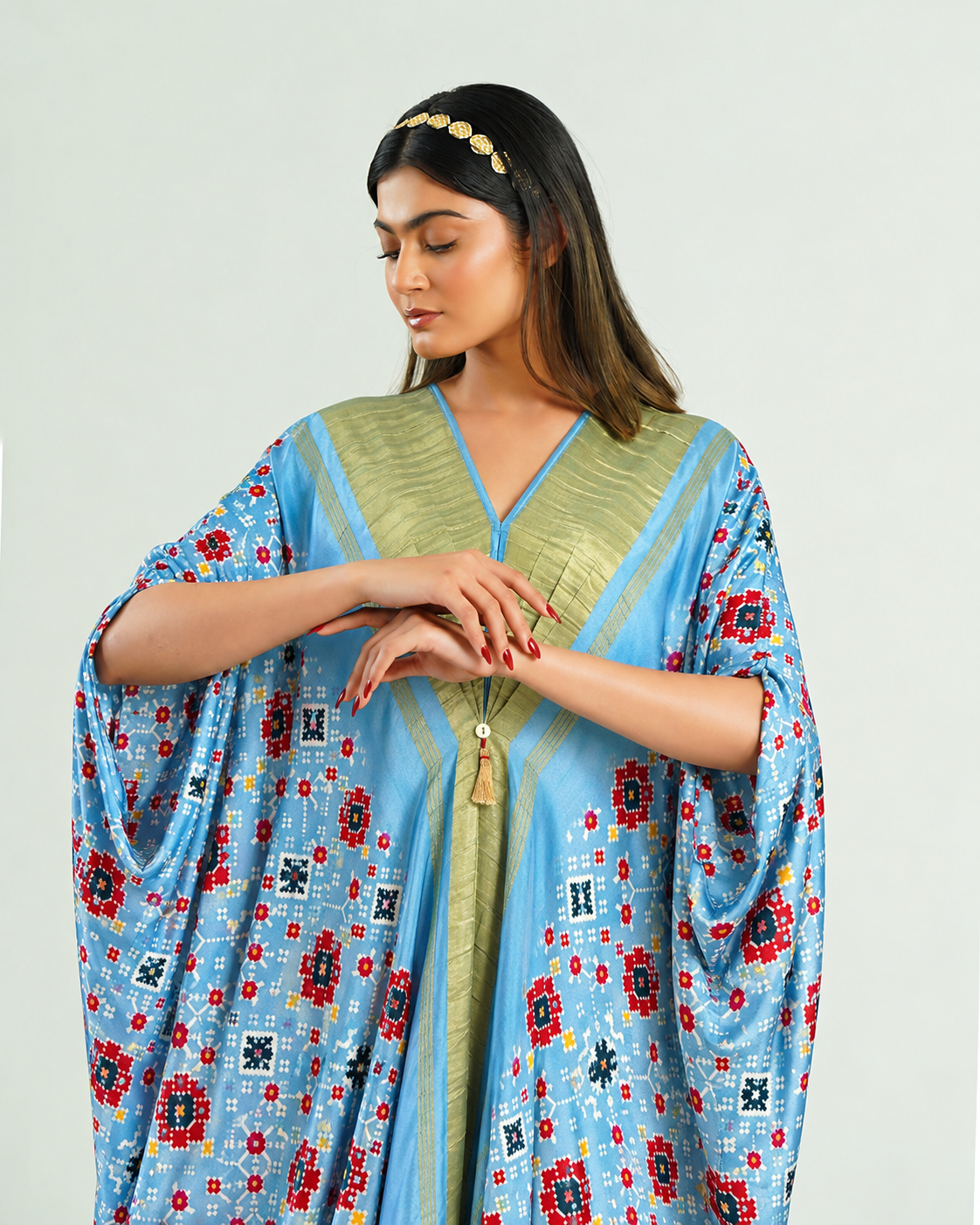 Kaftan Patola - Sky Blue/Gold - Mayura Kumar