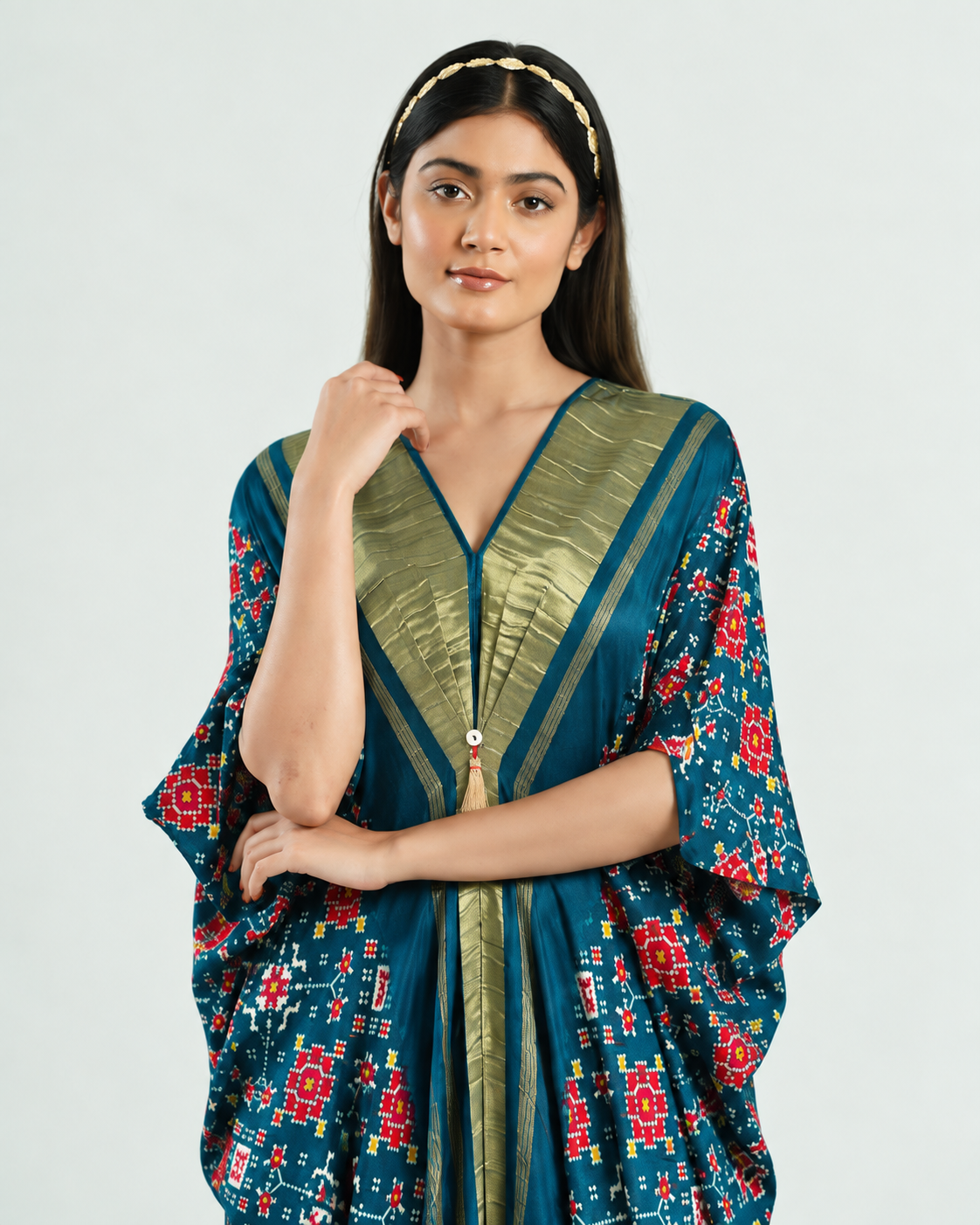 Kaftan Patola - Teal Blue / Gold