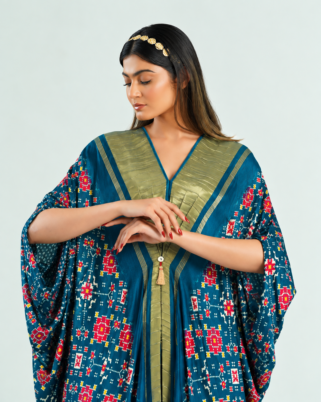 Kaftan Patola - Teal Blue/Gold - Mayura Kumar