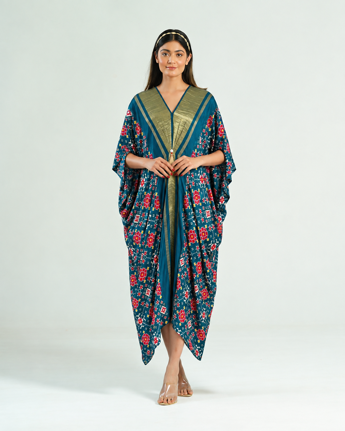 Kaftan Patola - Teal Blue / Gold
