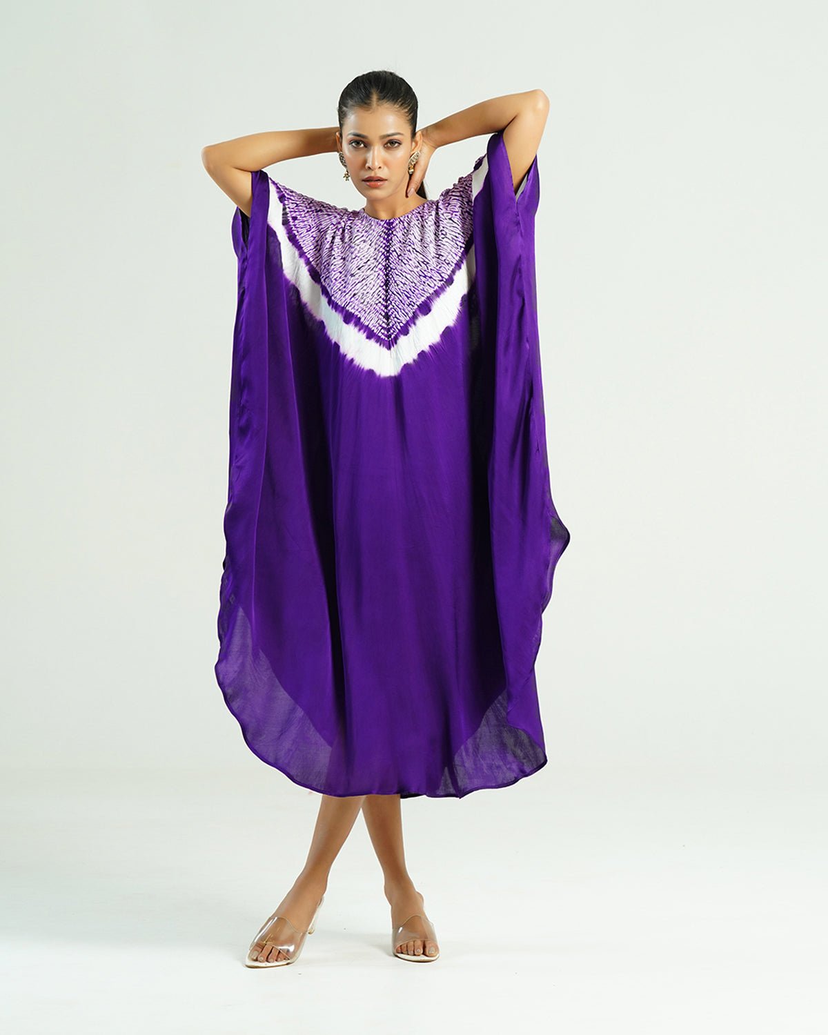 Kaftan Shibori - Amethyst Purple /Ivory - Mayura Kumar