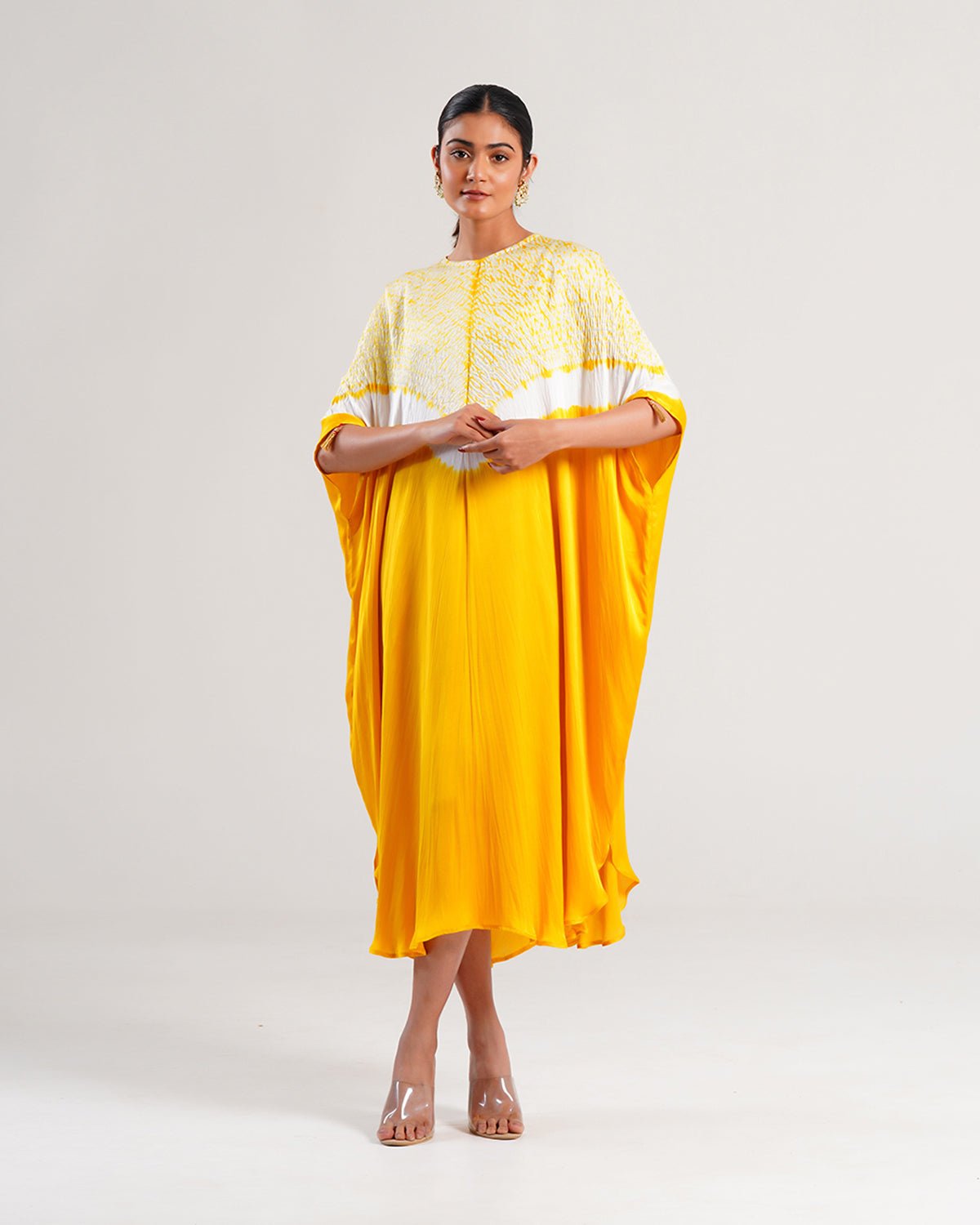 Kaftan Shibori - Mango Yellow/Ivory - Mayura Kumar