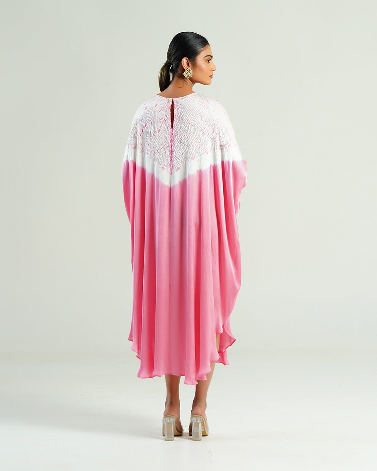 Kaftan Shibori - Peony Pink /Ivory - Mayura Kumar