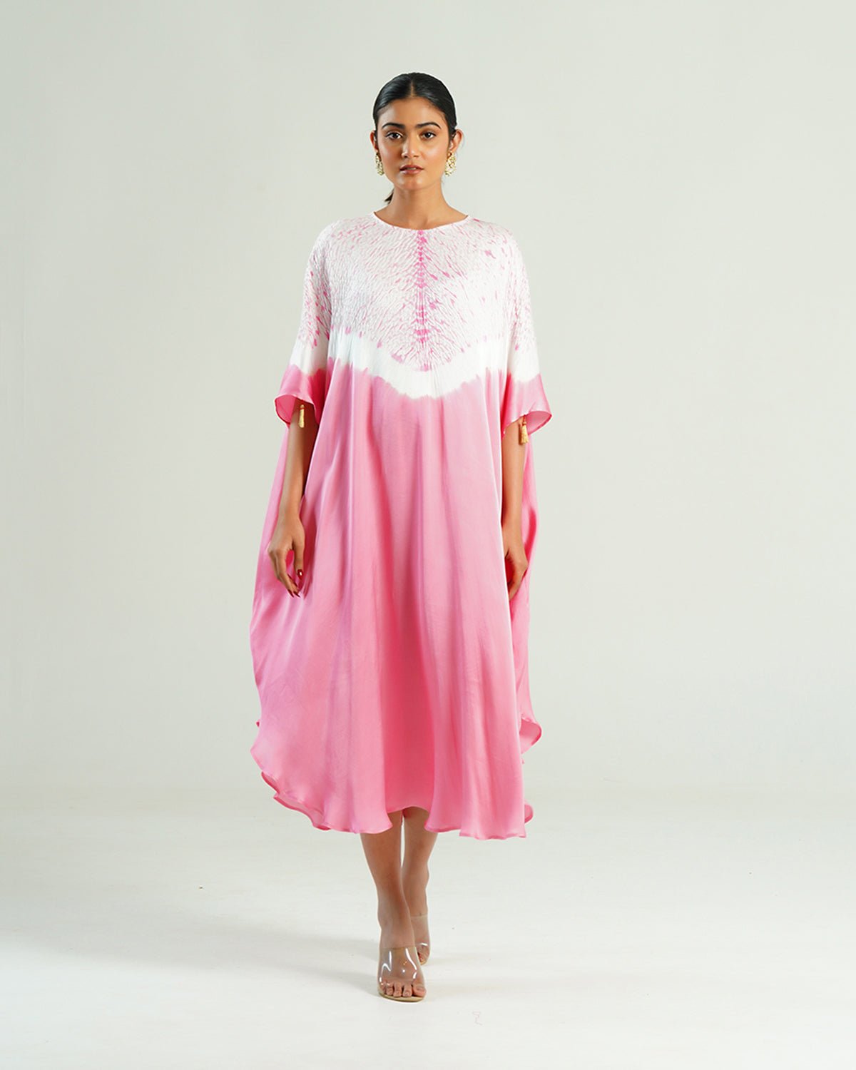 Kaftan Shibori - Peony Pink /Ivory - Mayura Kumar