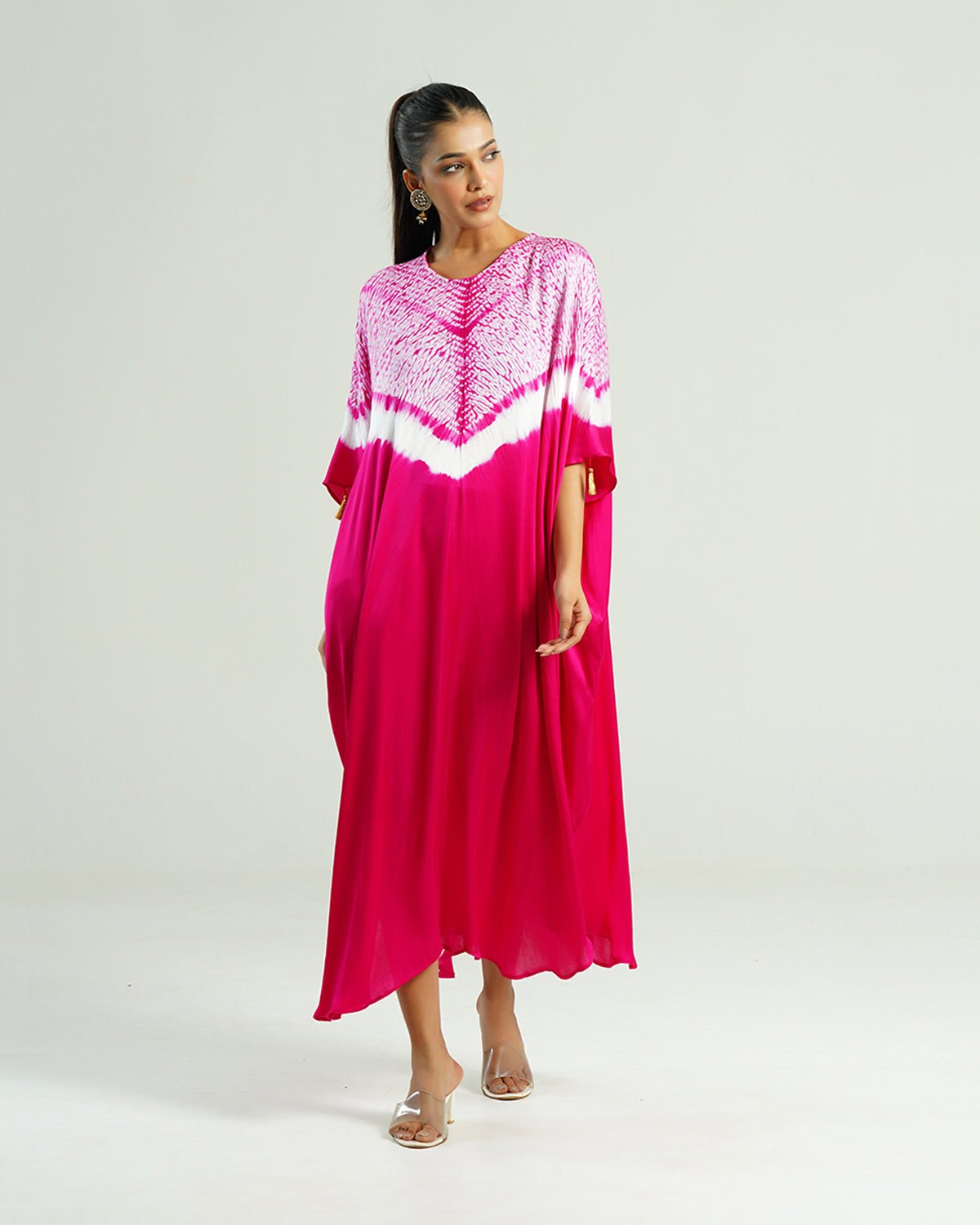 Kaftan Shibori - Wild Fuchsia /Ivory - Mayura Kumar