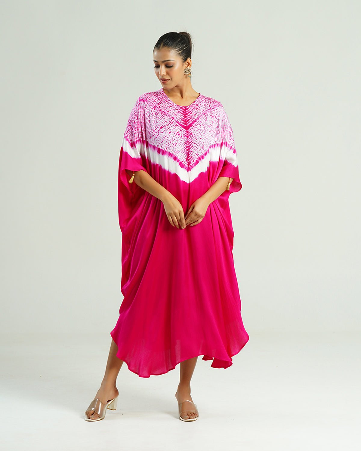 Kaftan Shibori - Wild Fuchsia /Ivory - Mayura Kumar