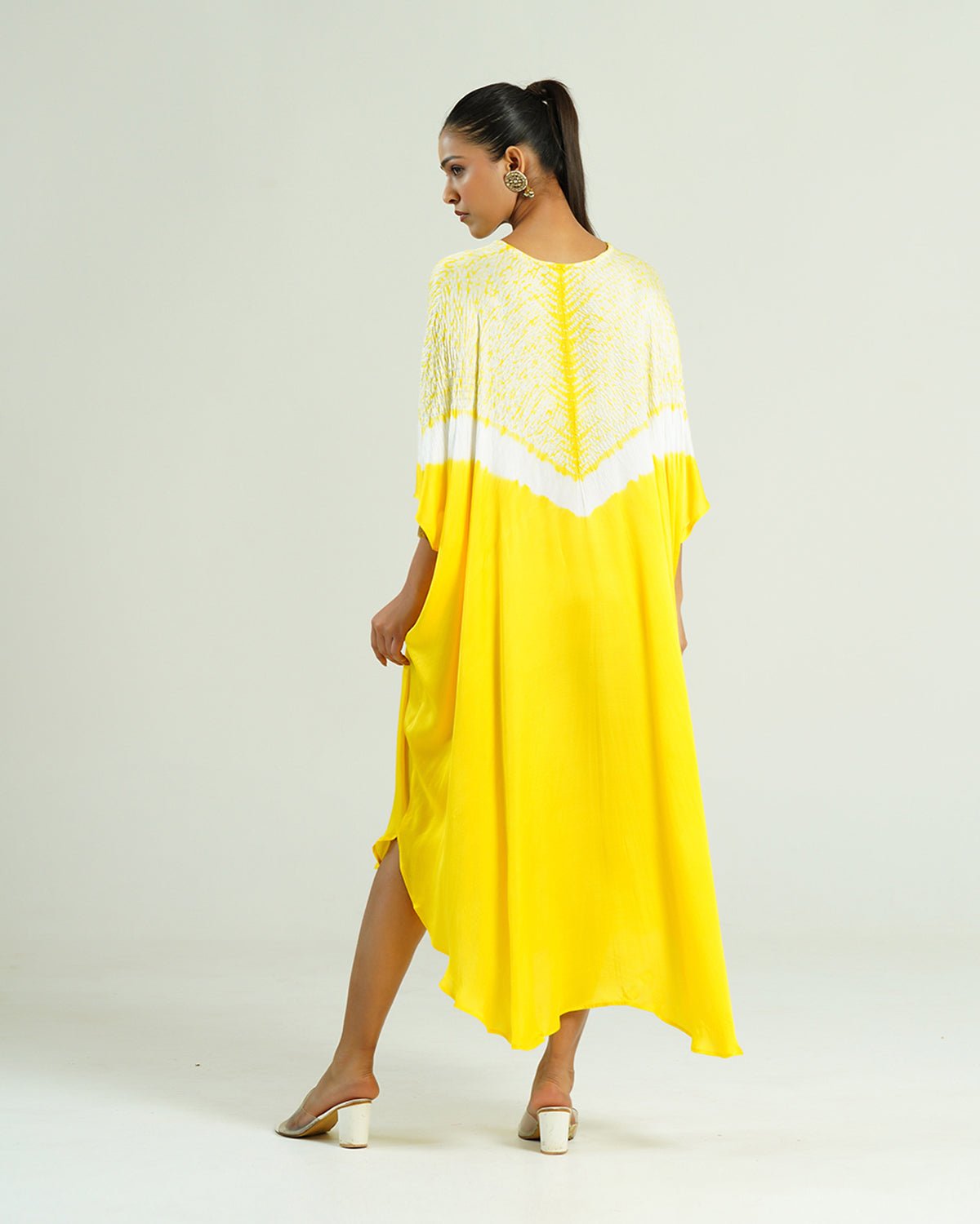Kaftan Shibori - Lemon Yellow /Ivory - Mayura Kumar