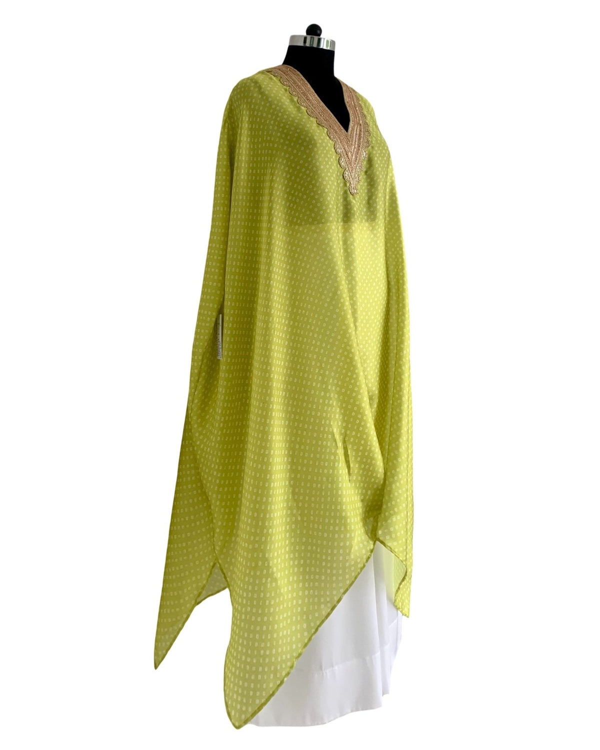 Kurta Set Bandhej - Green Lime / Ivory / Gold - Mayura Kumar