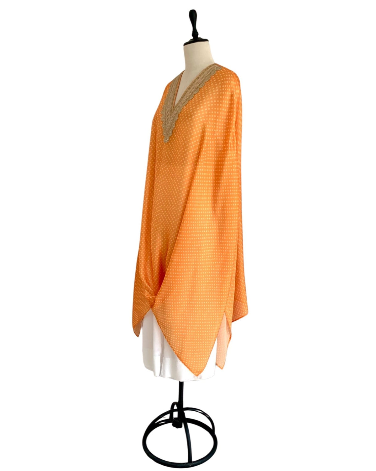 Kurta Set Bandhej - Mango Orange / Ivory / Gold - Mayura Kumar