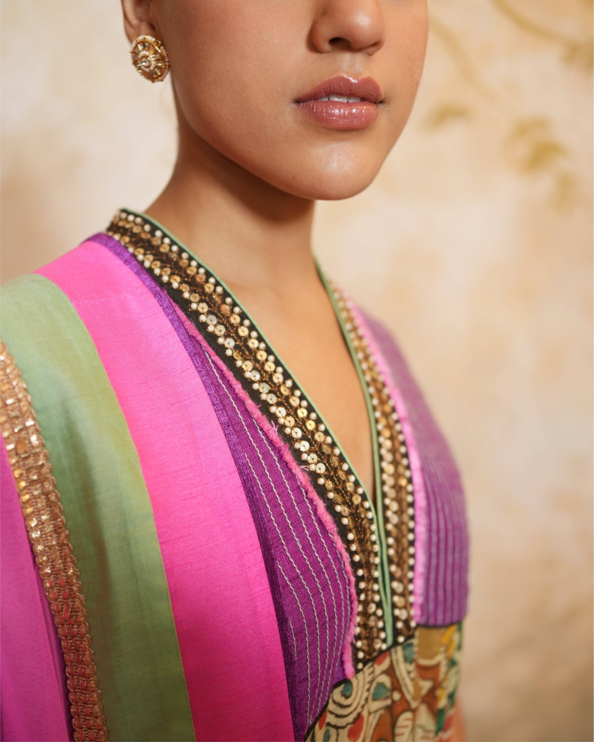 Kurta Set Kalamkari - Mint / Hot Pink / Phalsa - Mayura Kumar