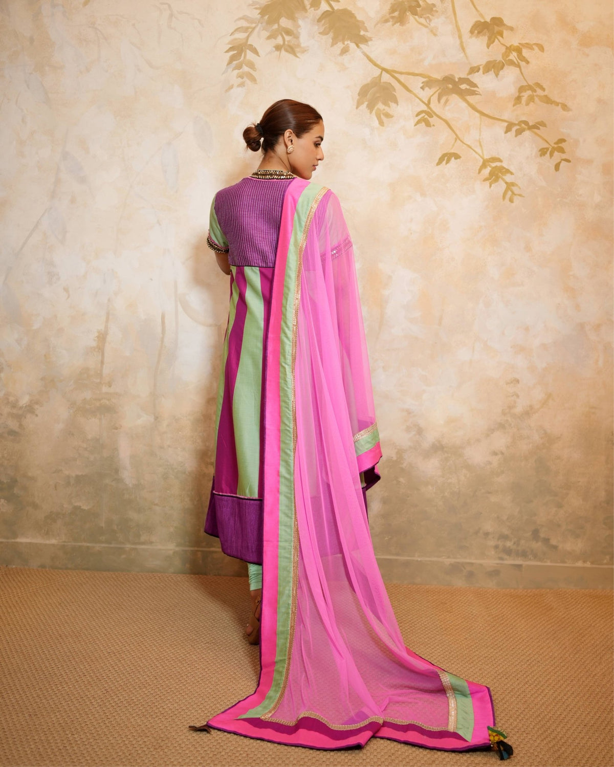 Kurta Set Kalamkari - Mint / Hot Pink / Phalsa - Mayura Kumar