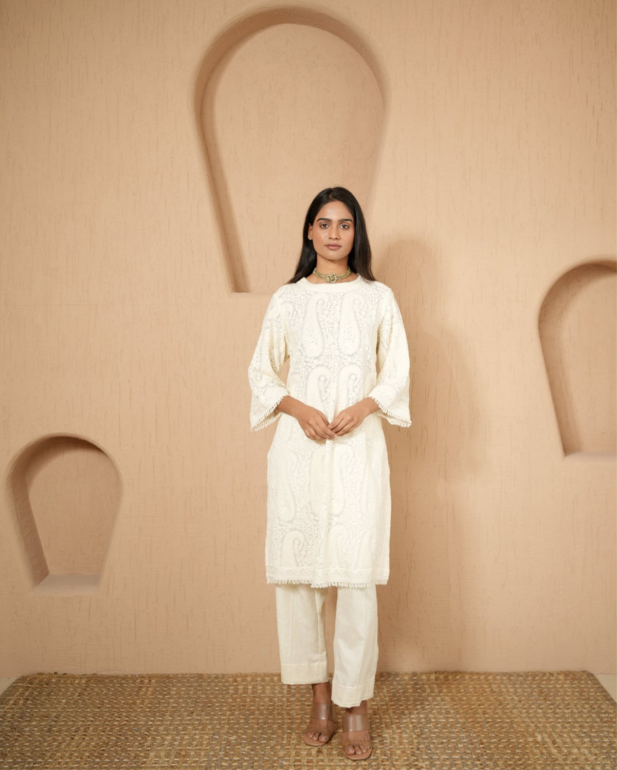 Kurta Set Kashmiri - Ivory - Mayura Kumar
