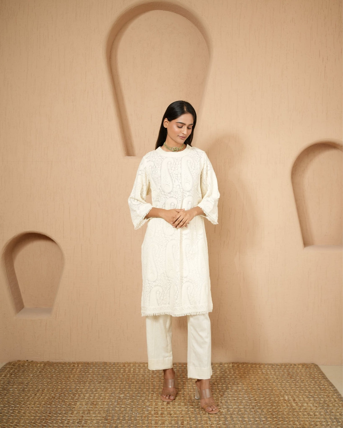 Kurta Set Kashmiri - Ivory - Mayura Kumar