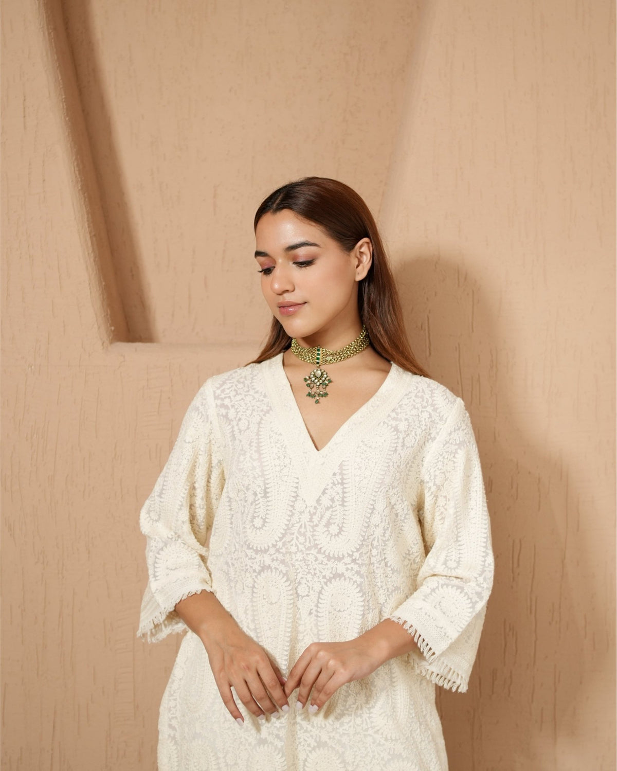 Kurta Set Kashmiri - Ivory - Mayura Kumar