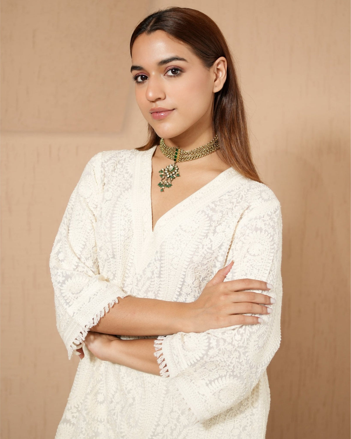 Kurta Set Kashmiri - Ivory - Mayura Kumar