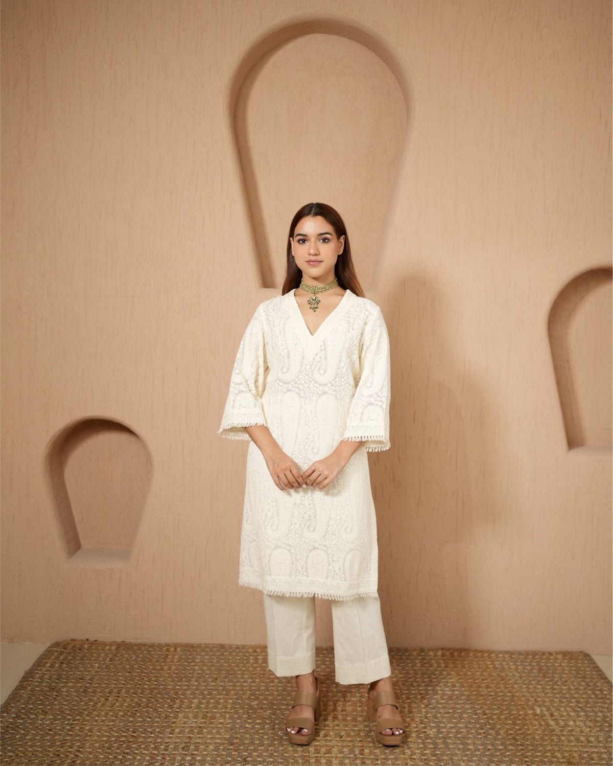 Kurta Set Kashmiri - Ivory - Mayura Kumar