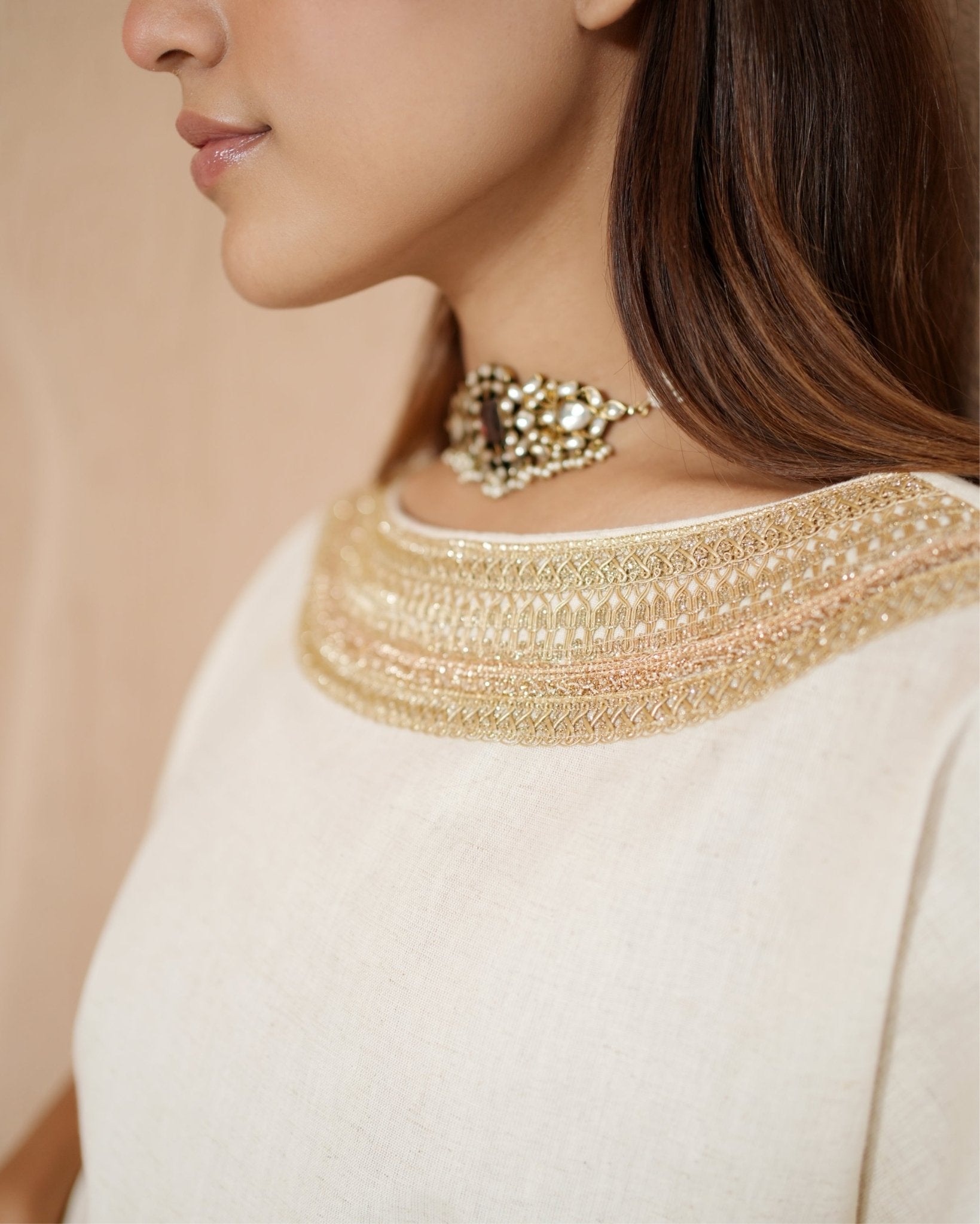 Kurta Set Khadi - Ivory / Gold - Mayura Kumar