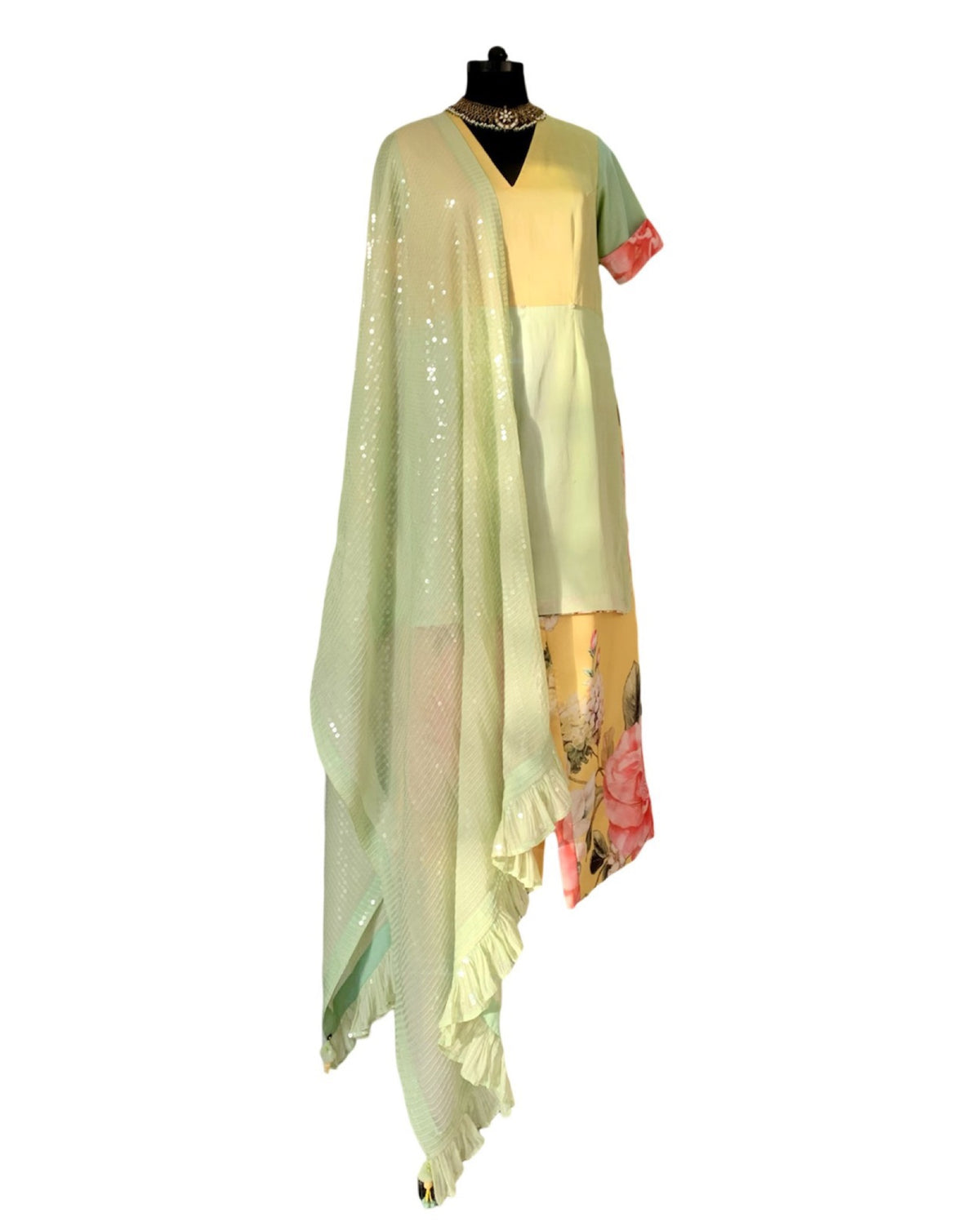 Kurta Set Floral - Green / Lemon