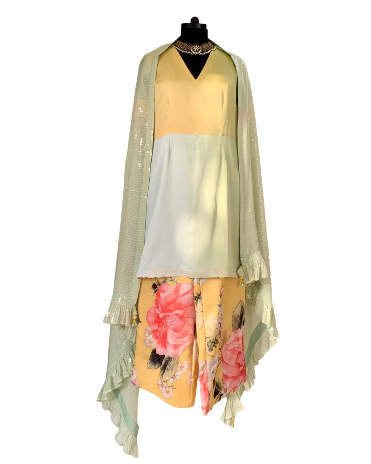 Kurta Set Floral - Green / Lemon
