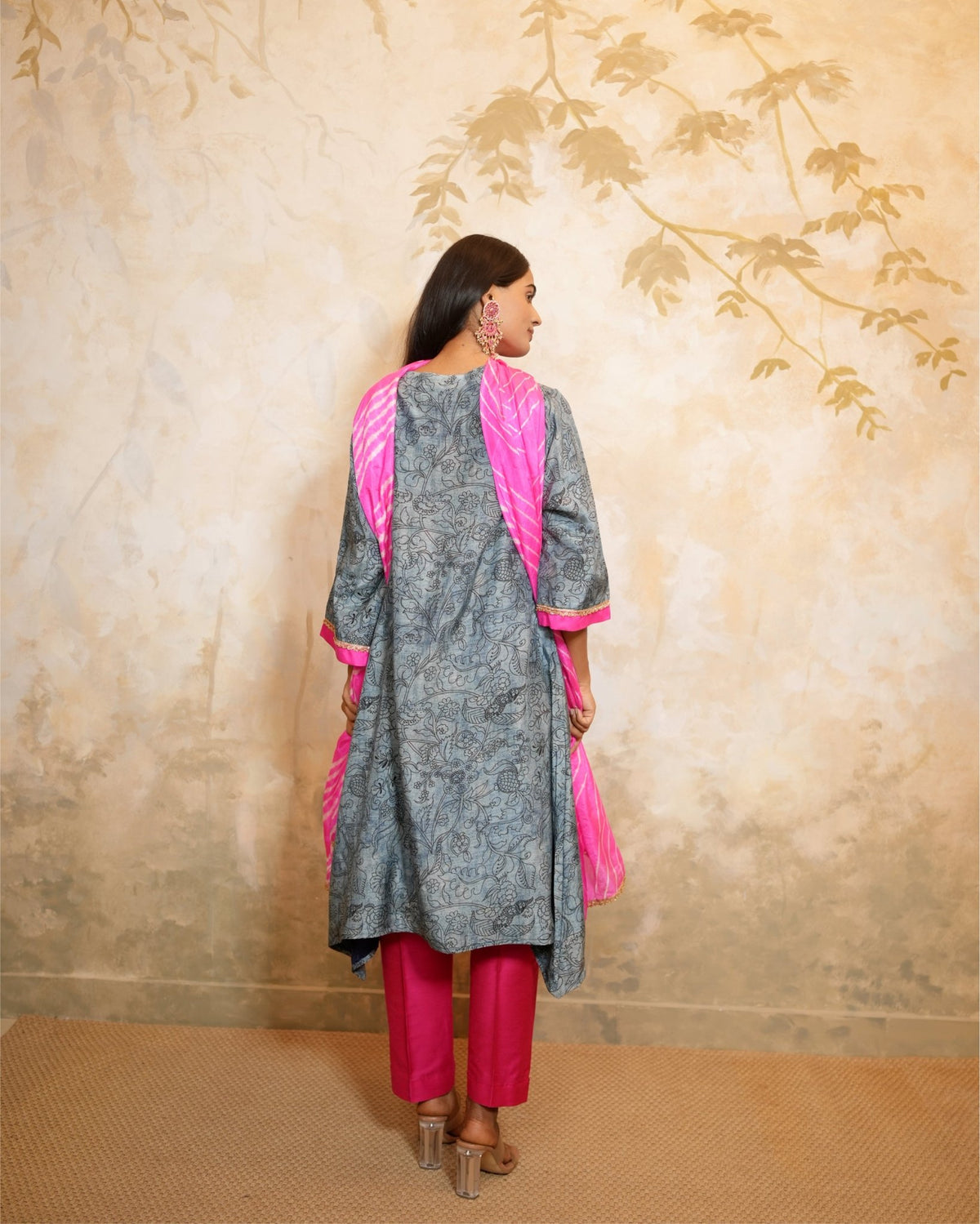 Kurta Set Leheriya - Indigo / Hot Pink - Mayura Kumar
